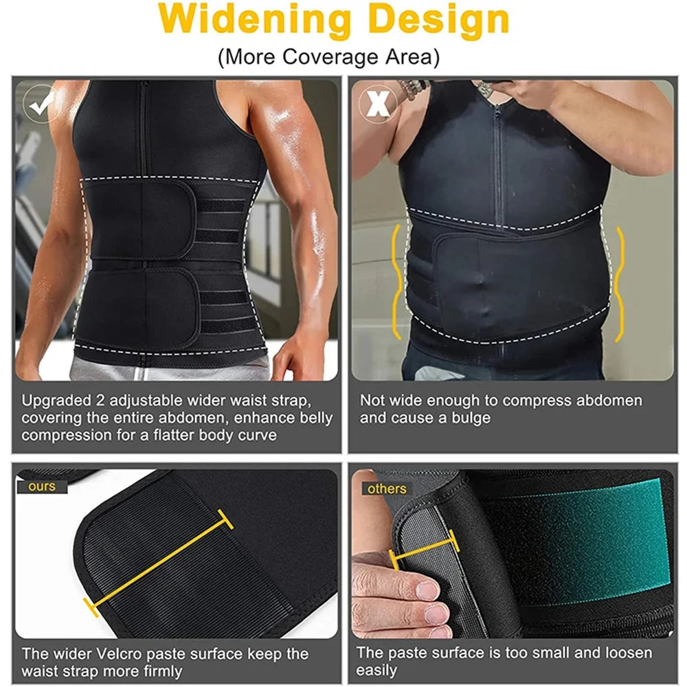 Men’s Compression Sauna Vest Slimming Body Shaper Tank Top for Workout Fitness
