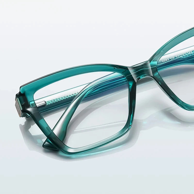 JNPCXI New TR90 Ultralight  Anti-Blue Light Spring Hinge Women Eyeglasses Green Frame Optics Prescription Glasses