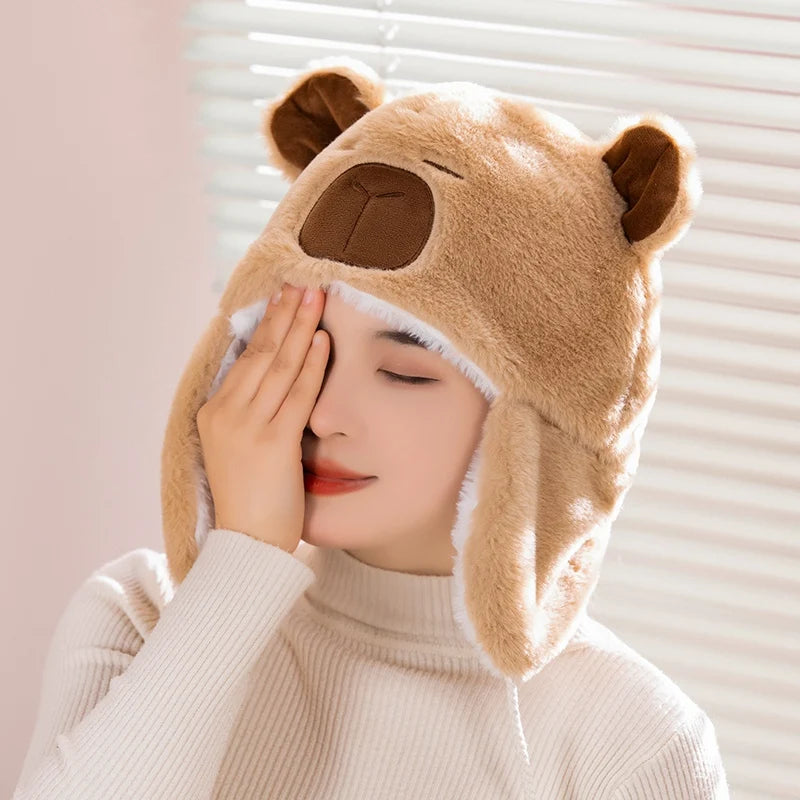 Cute Capybara Penguin Plush  Hat For Cycling Warm  Family And Friends Cartoon Husky Hat Christmas Gifts for the Winter Holidays