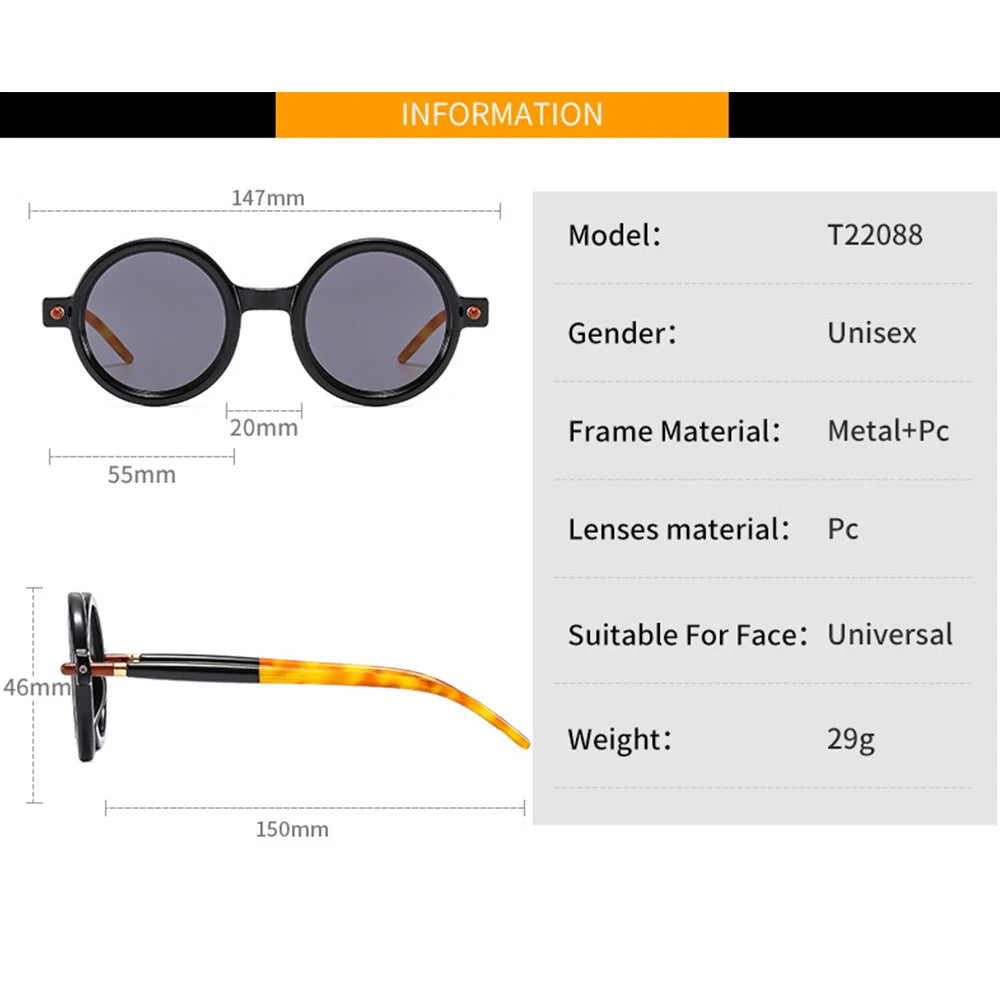 JNPCXI Retro Sunglasses Round Blue Light Glasses Men Vintage Eyeglasses Eyewear Women Trending Rivets Sun Glasses