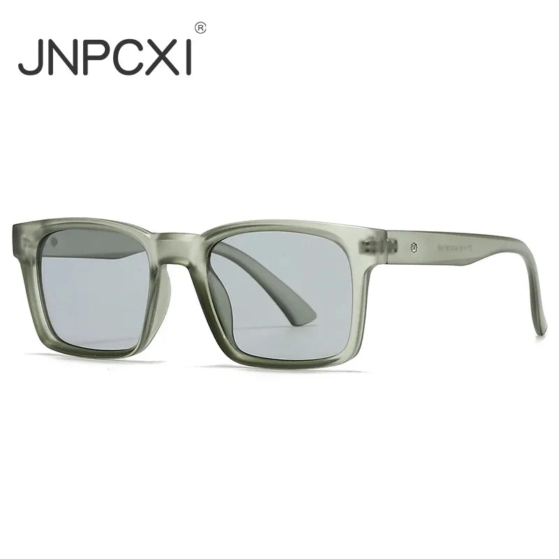JNPCXI New Retro Rivets Men Square Sunglasses Shades UV400 Fashion Women Gradient Green Sun Glasses