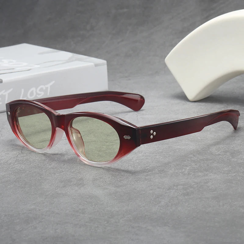 JNPCXI Vintage Cat Eye Sunglasses Women Fashion Leopard Blue Gradient Shades UV400 Men Trending Rivets Punk Sun Glasses
