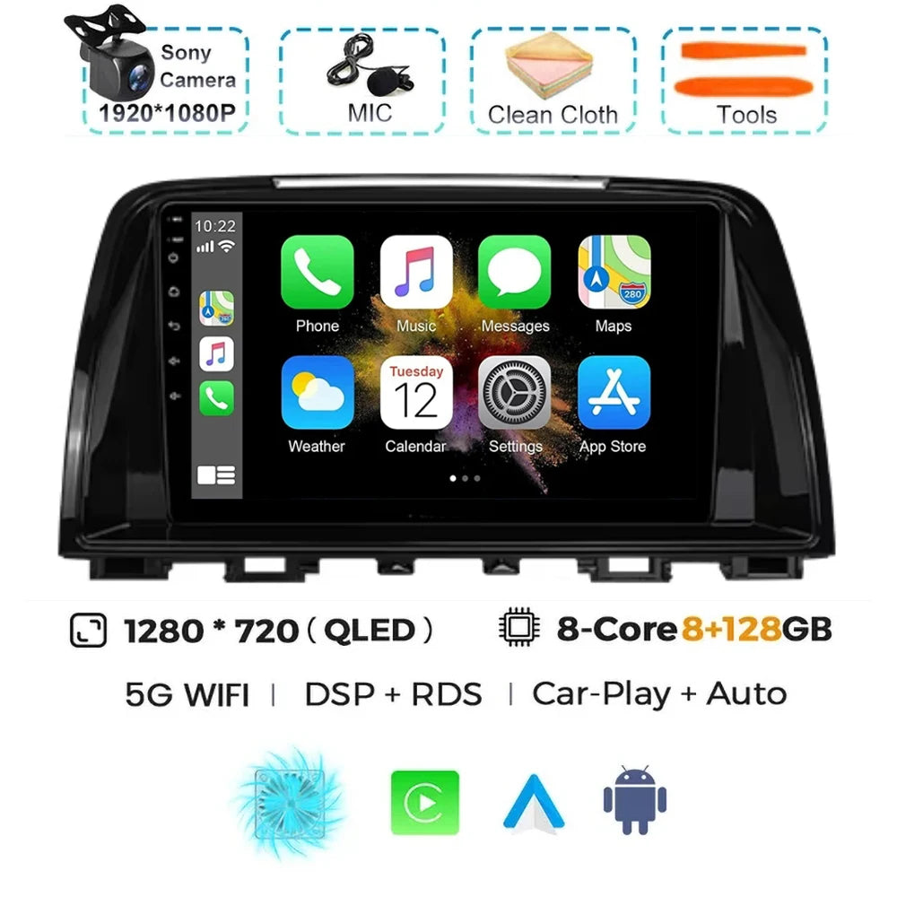 Android 15 For Mazda 6 GJ Atenza Touring Sport GT Carplay Auto Car Radio Multimedia Video Player Navigation GPS No 2Din 2 Din 4G