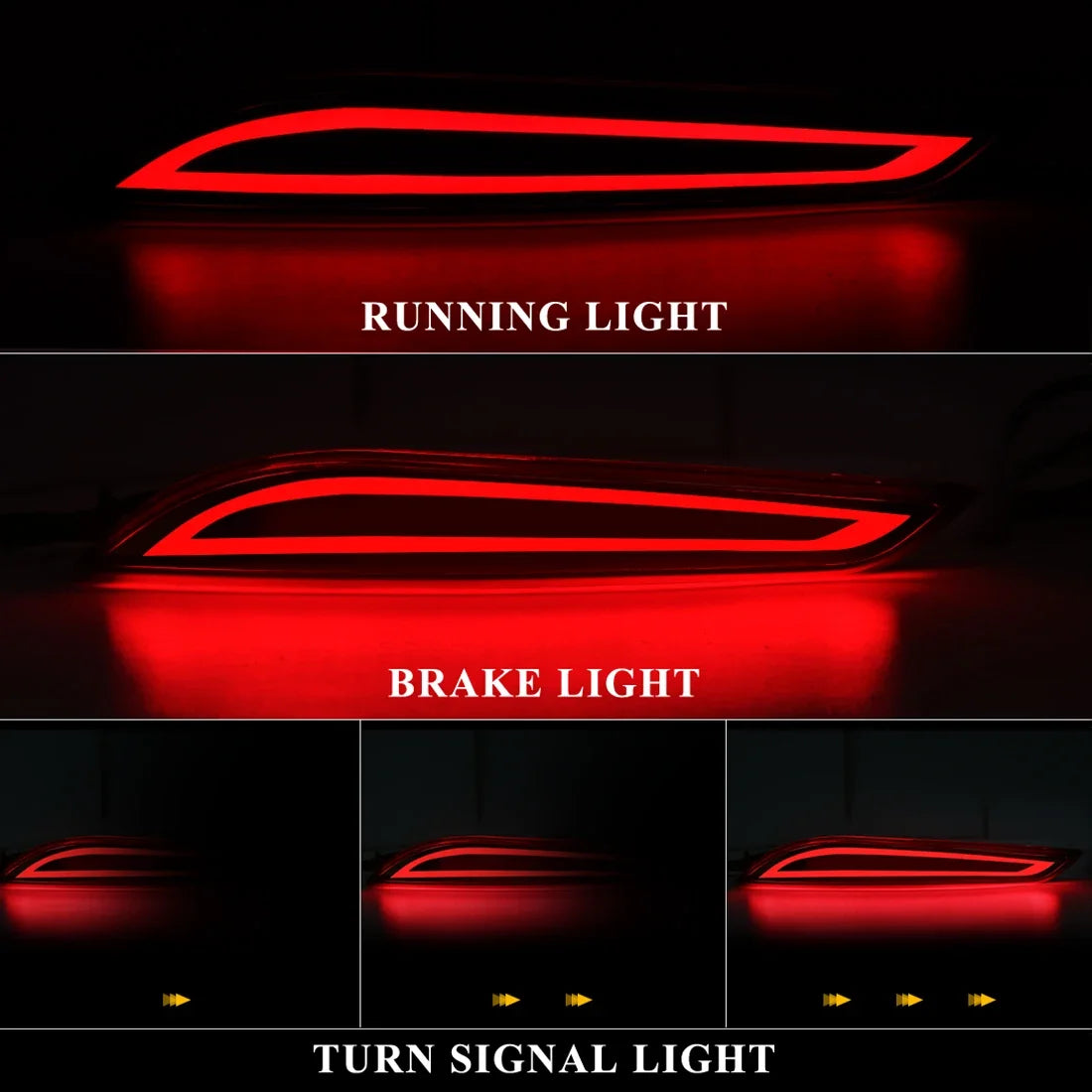 For Chevrolet Cruze 2017 2018 Car LED Rear Bumper Reflector Lights Dynamic Turn Signal Running Brake Warning Driving Lamp 12V