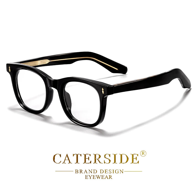 CATERSIDE Fashion Men Round Eyeglass Brand Design High-Quality Tr-90 Frame Acetate Core Insert Leg Women Anti Blue Light Glasses