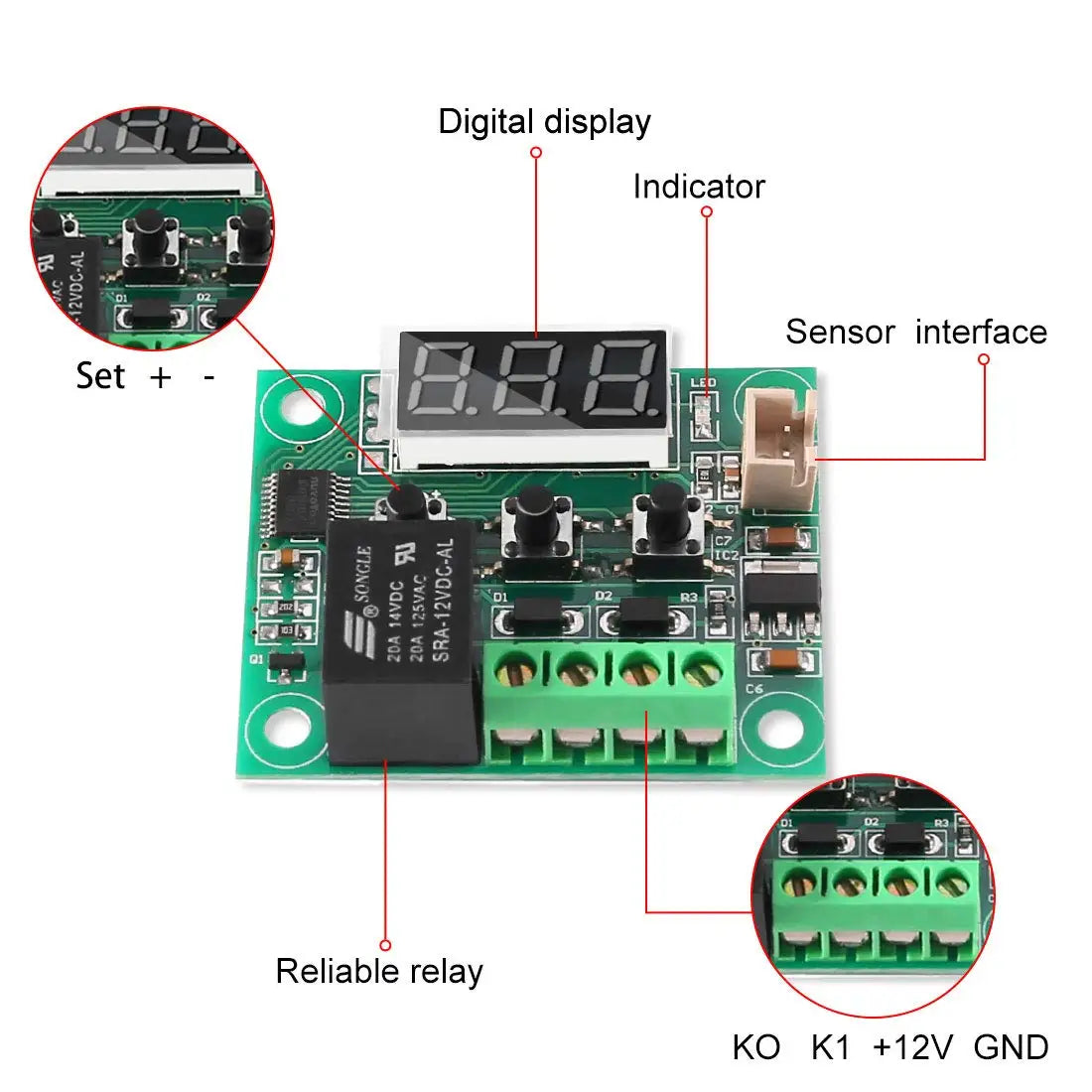2/4PCS Temperature Controller Module with Case XH W1209 LED Display Digital Thermostat Module Waterproof NTC Probe -50~110℃