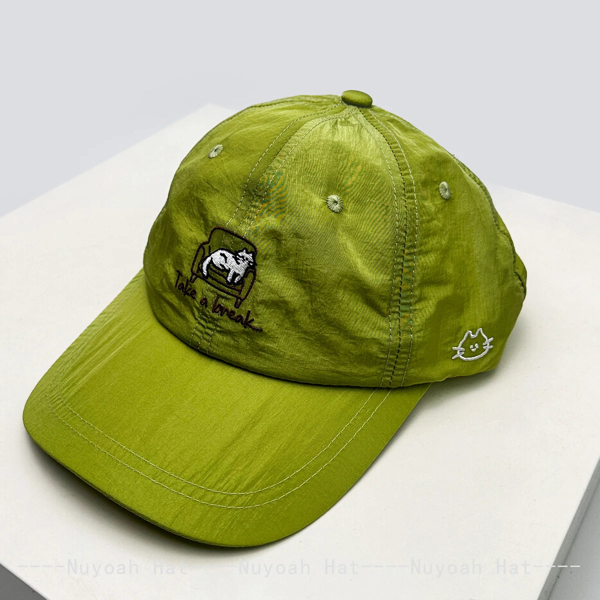 New Unisex Cartoon Embroidered Cat Letters Baseball Hats Sunshade Simple Breathable Quick Drying Peaked Caps Versatile Fashion