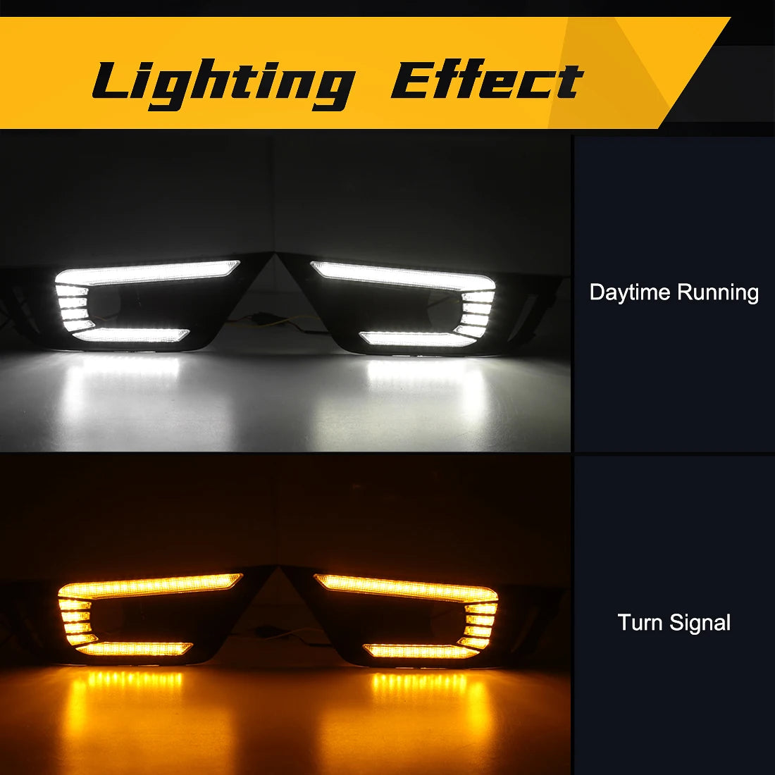 DRL For Ford Ranger Raptor 2022 2023 2024 LED Daytime Running Lights Car Front Bumper Driving Daylight LED Fog Lamp White Yellow
