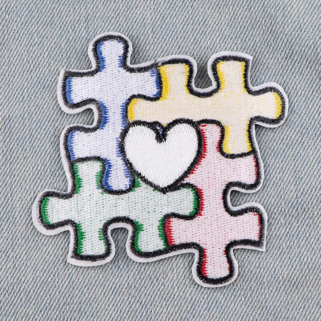 Autism Awareness Embroidered Patches for Clothing Adhesive Patches on Clothes Stickers Iron on Patches Stripes Diy Appliques
