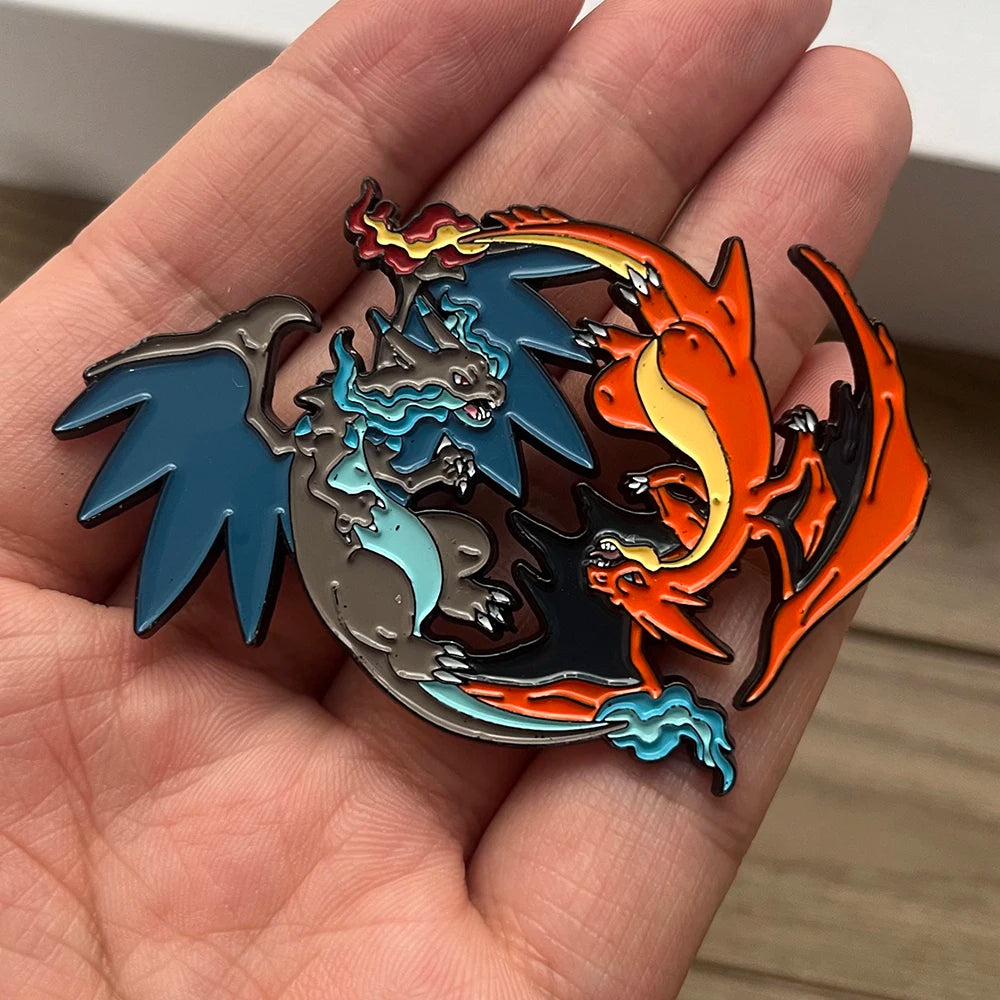 4 PCS Cartoon Pokemon Lapel Pins Set Anime Venusaur Mega Charizard Squirtle Badges Brooches for Backpacks Unisex Enamel Pin