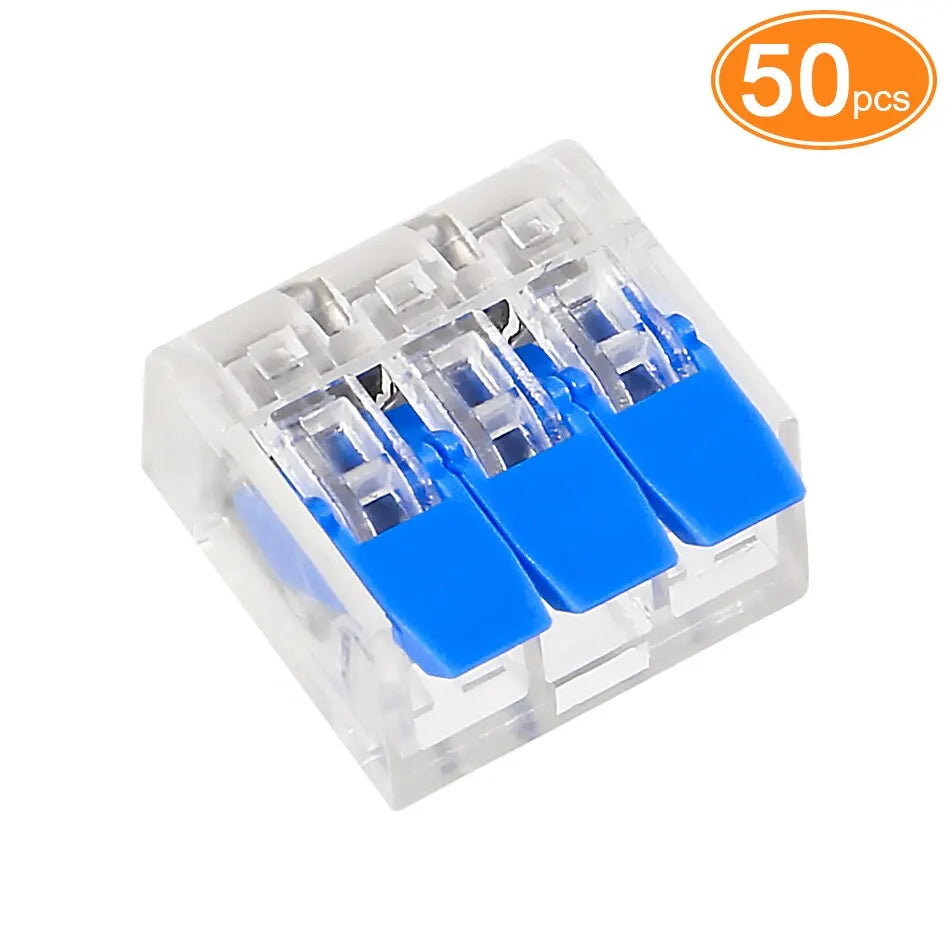 50pcs Quick Wire Connectors Plug-in Universal Compact Home Wiring Cable Connector 2/3 Pin Conductor Terminal Block