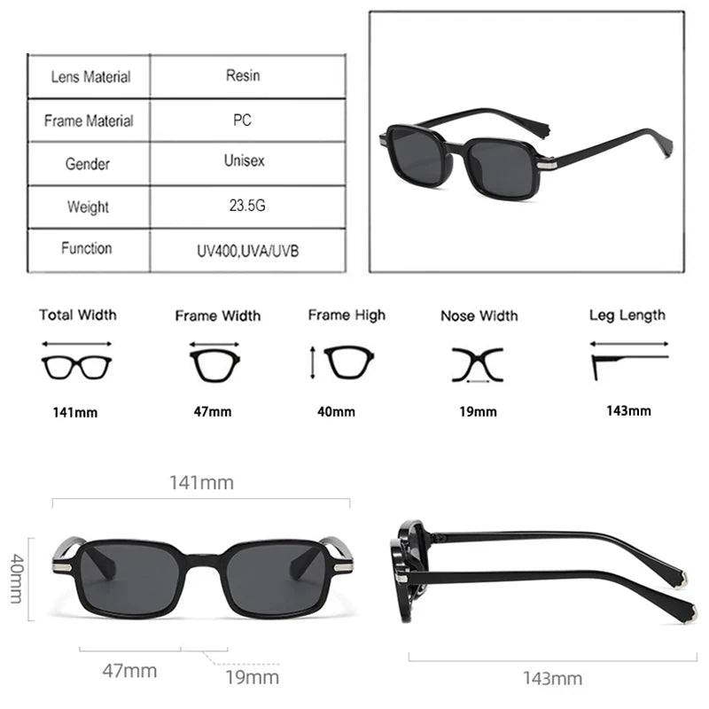 JNPCXI New Retro Rectangle Women Sunglasses Fashion Clear Ocean Gradient Lens Shades UV400 Men Trending Rivets Sun Glasses