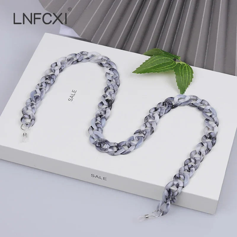JNPCXI Retro Bright Acrylic Glasses Sunglasses Chain Straps Lanyards Blue Color Reading Glasses Hanging Neck Glasses Chain