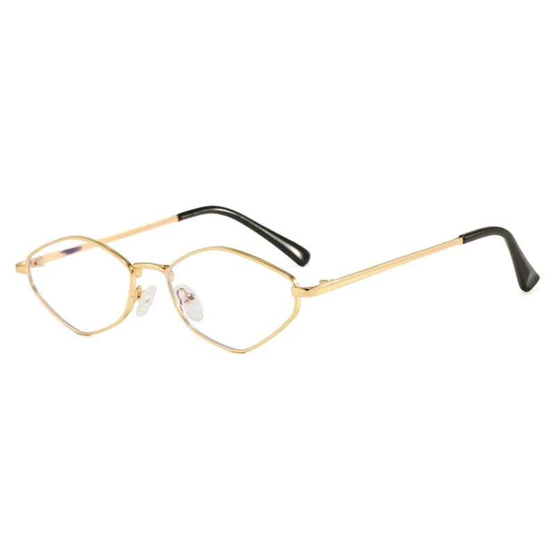 JNPCXI New Retro Metal Small Cat Eye Polygon Women Sunglasses Gradient Silver Shades UV400 Fashion Men Sun Glasses