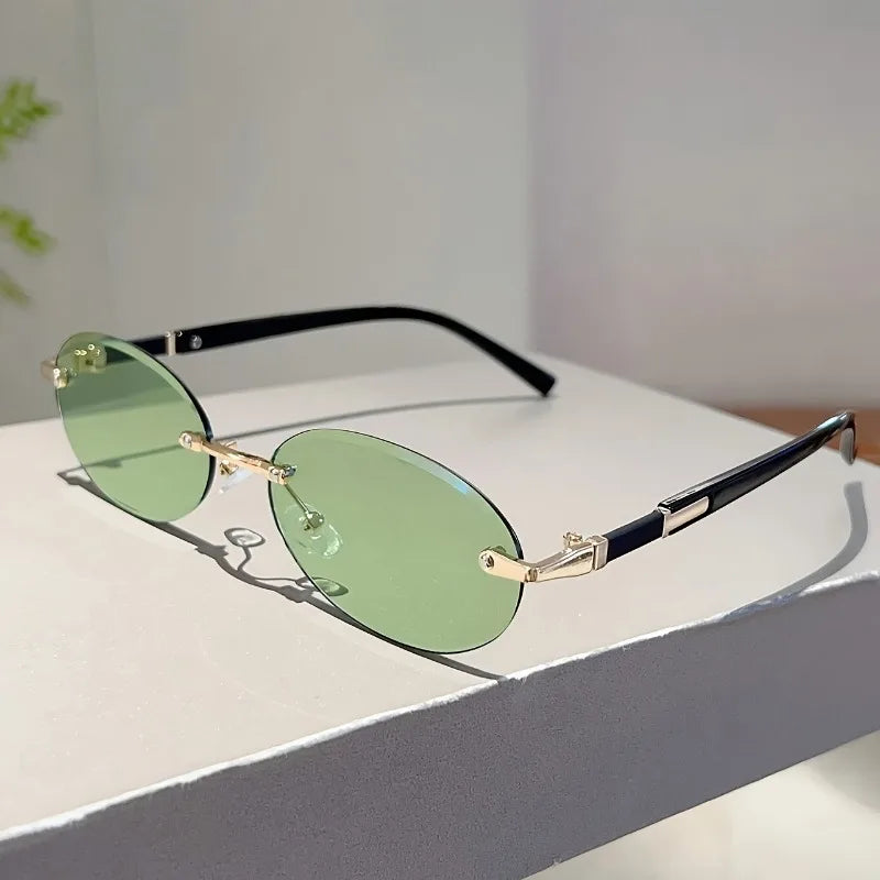 Rimless Cat-Eye Fashion Glasses Lightweight Design for Photography Outings