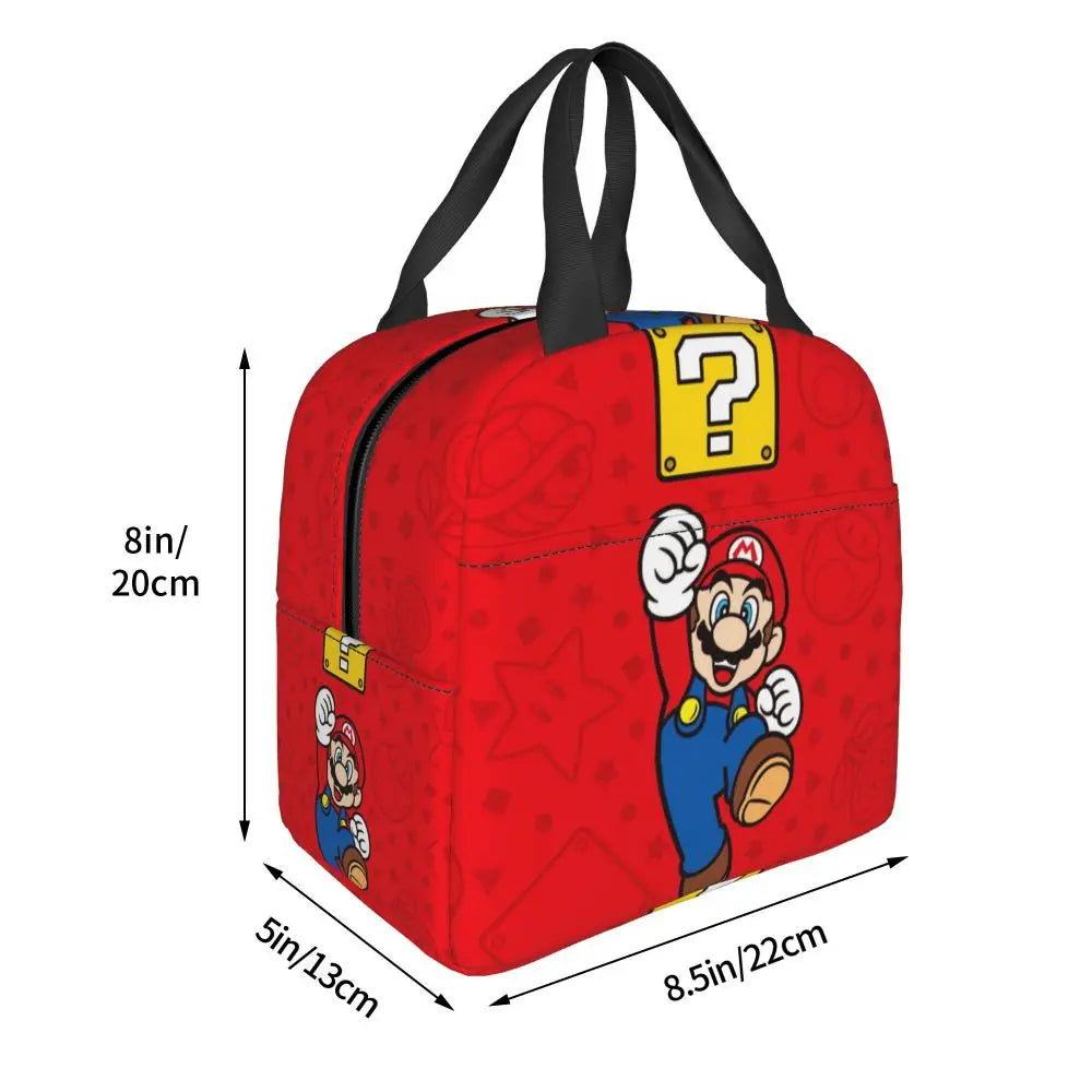 Custom Mario Super Bros Insulated Lunch Bag Reusable Thermal Cooler Lunch Box M8