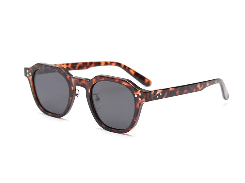 JNPCXI Retro Sun Glasses for Women TR90 Frame Polygon Polarized Sunglasses Uv400 Male Green Brown Lens