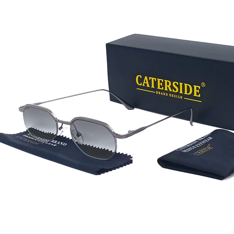 CATERSIDE Retro Small Sunglasses Men Polygonal Punk Half-Frame Sun Glasses for Women Business Travel Party Eyewear Summer Style