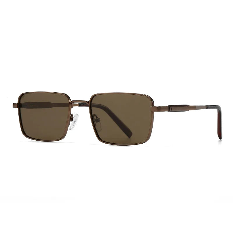 JNPCXI Polarized Fashion Rectangle Sunglasses Women Retro Tea Tea Rivets Men Punk Sun Glasses Shades UV400