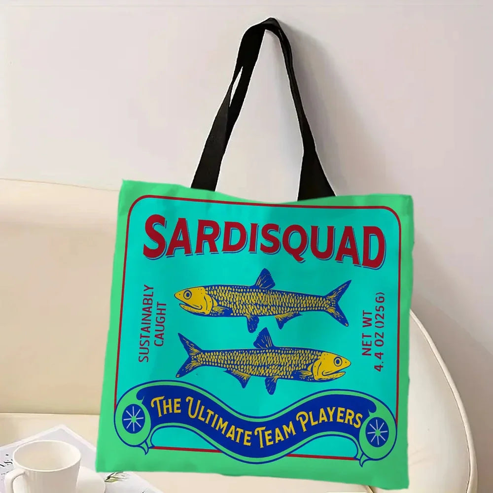 Colorful Sardines Printed Casual Handbag Reusable Fashion Tote Bag Polyester Bag