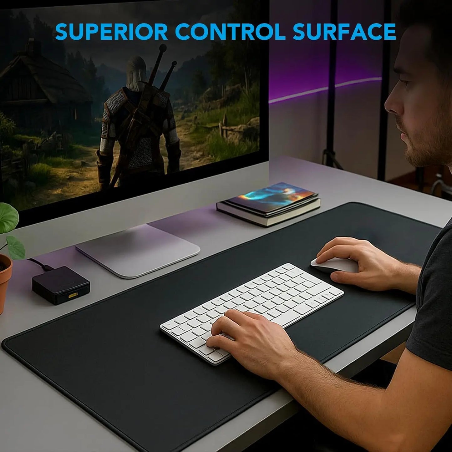 Large Mouse Pad, Desk Mat with Non-Slip Rubber Base, Waterproof Gaming Mousepad with Stitched Edges, XXL Computer Keyboard Mat