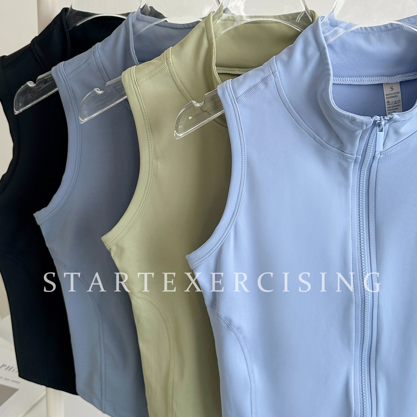 Women Sleeveless Zip Yoga Vest Slim Sports Tank Top Polyester Spandex Gym Workout Running Fitness Outerwear