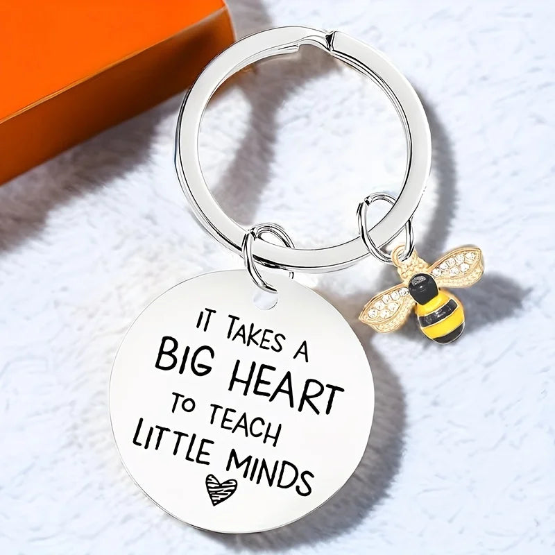 An "It Takes a Big Heart" Teacher's Day Graduation Gift for Teachers, Stainless Steel Keychain, Thank You