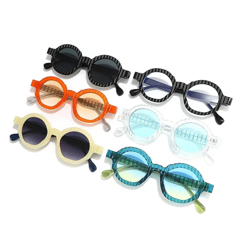 JNPCXI New Fashion Round Sunglasses Women Double Green Gradient Color Shades UV400 Men Punk Trending Sun Glasses