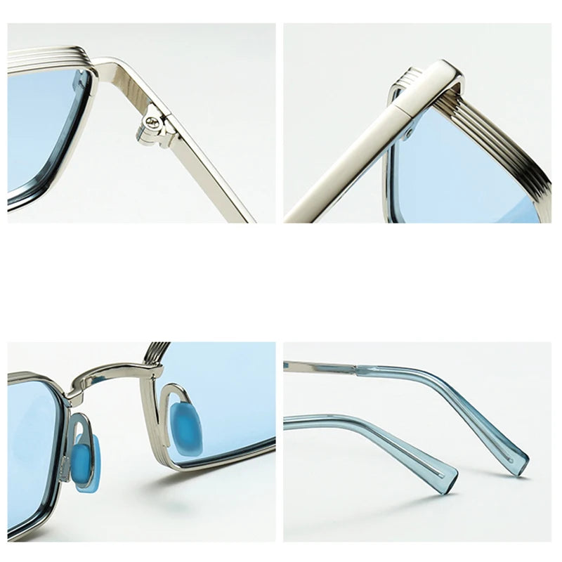 JNPCXI Ins Popular Fashion Candy Color Rectangle Sunglasses Women Retro Metal Men Outdoor Sun Glasses