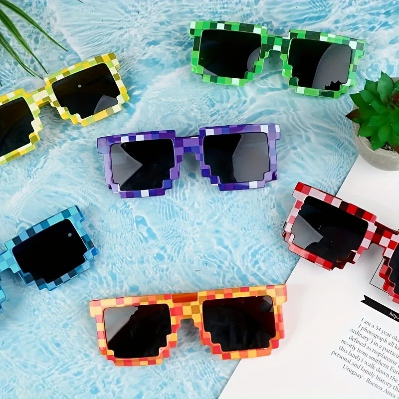 15 Pixel Gaming Glasses - Bright Colors, Durable Plastic Perfect for Adult Gamers' Birthday Parties and Gifts