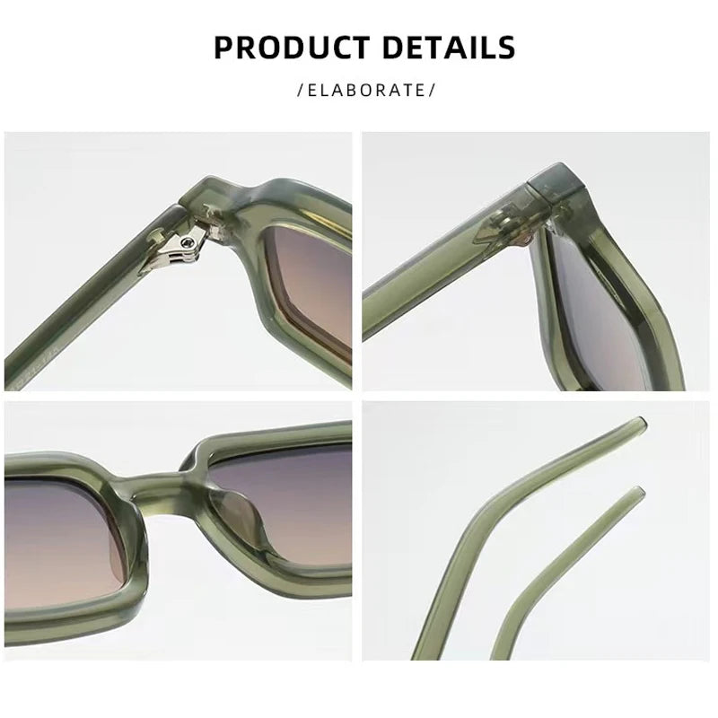 JNPCXI New Retro Small Rectangle Jelly Color Sunglasses Women Shades UV400 Fashion Rivets Men Punk Gradient Sun Glasses