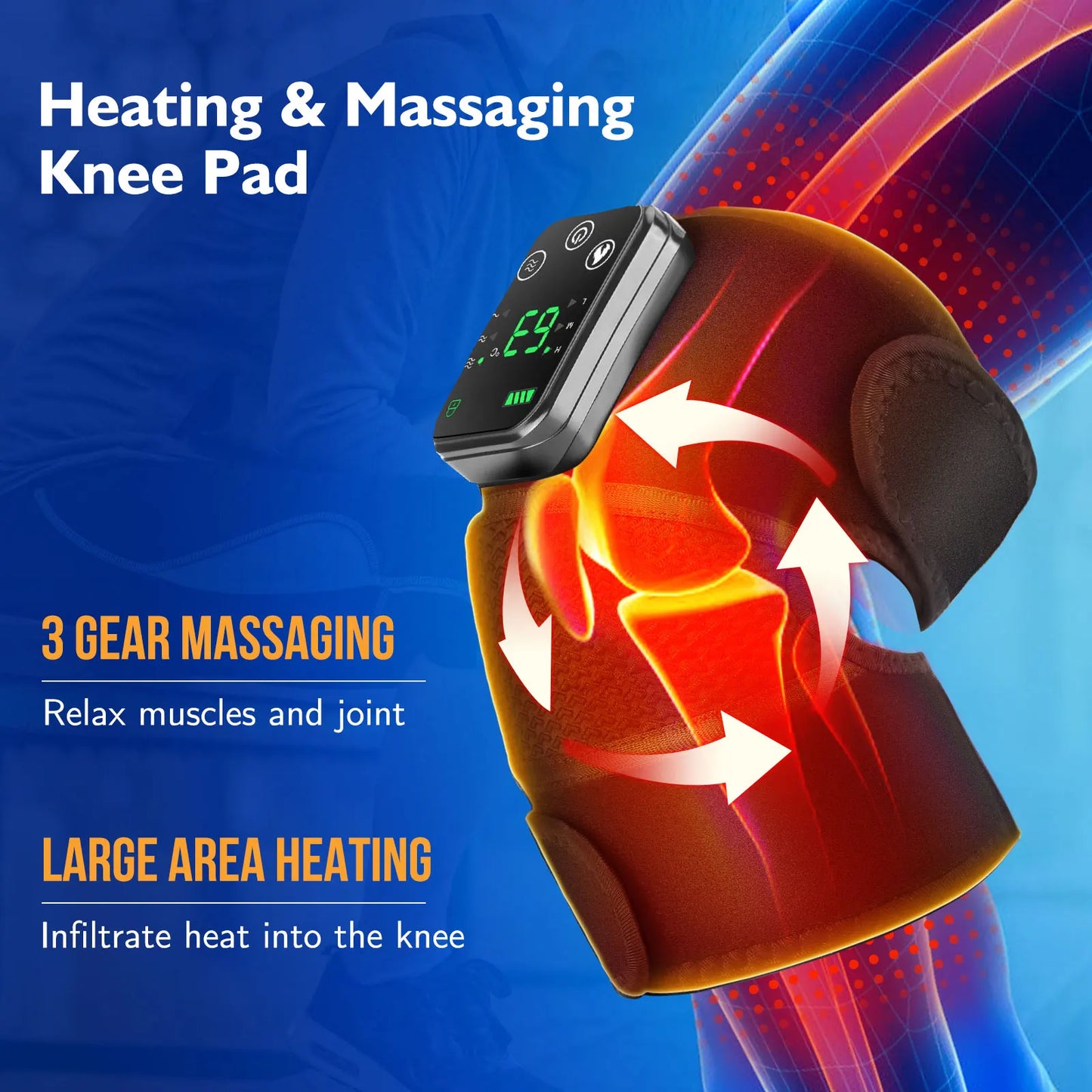 Eletric Knee Heating Massager 3 in 1 Elbow Shoulder Knee Pad Thermal Vibration Support Belt Muscle Relax 3-Speed Heated