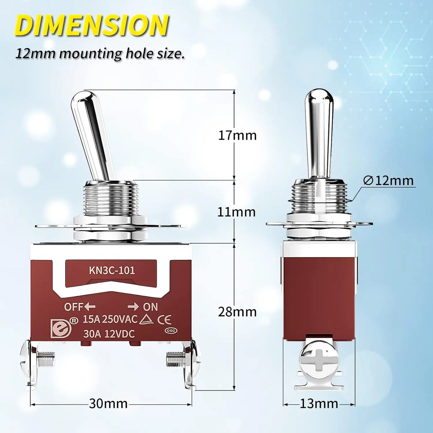 2/4Pcs Marine Waterproof Toggle Switch 12V DC 30A Heavy Duty 250V AC 15A SPST 2 Pin ON Off Switch with Weatherproof Boot Cover
