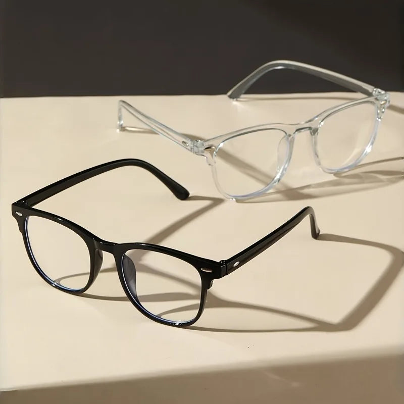 2pcs Women's Plastic Retro Round Rice Nail Style Fashionable Plain Reading Glasses Office Glasses Fashionable Design Simple