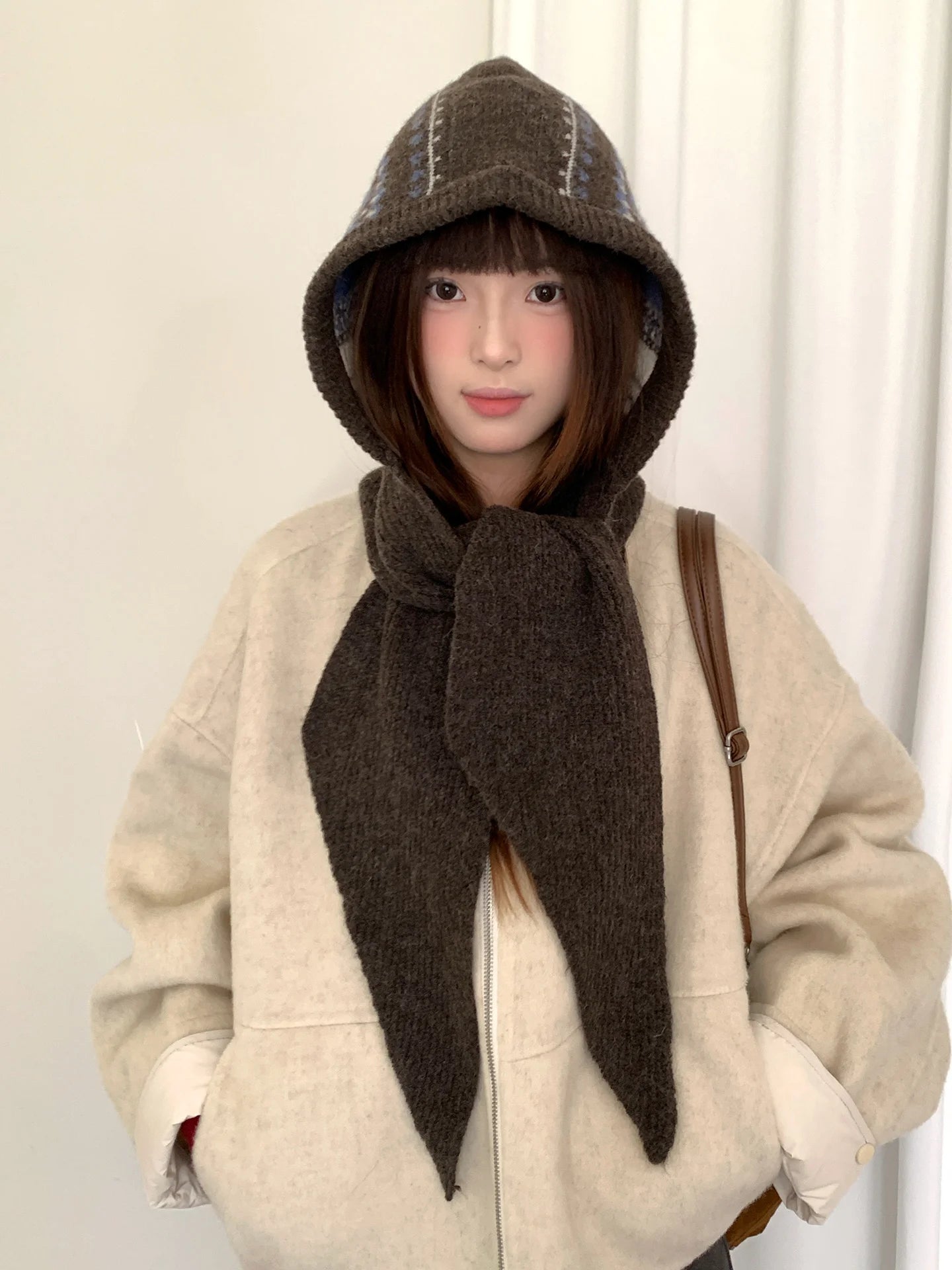 Retro Fair Lsle Knit Beanie With Scarf For Women Winter