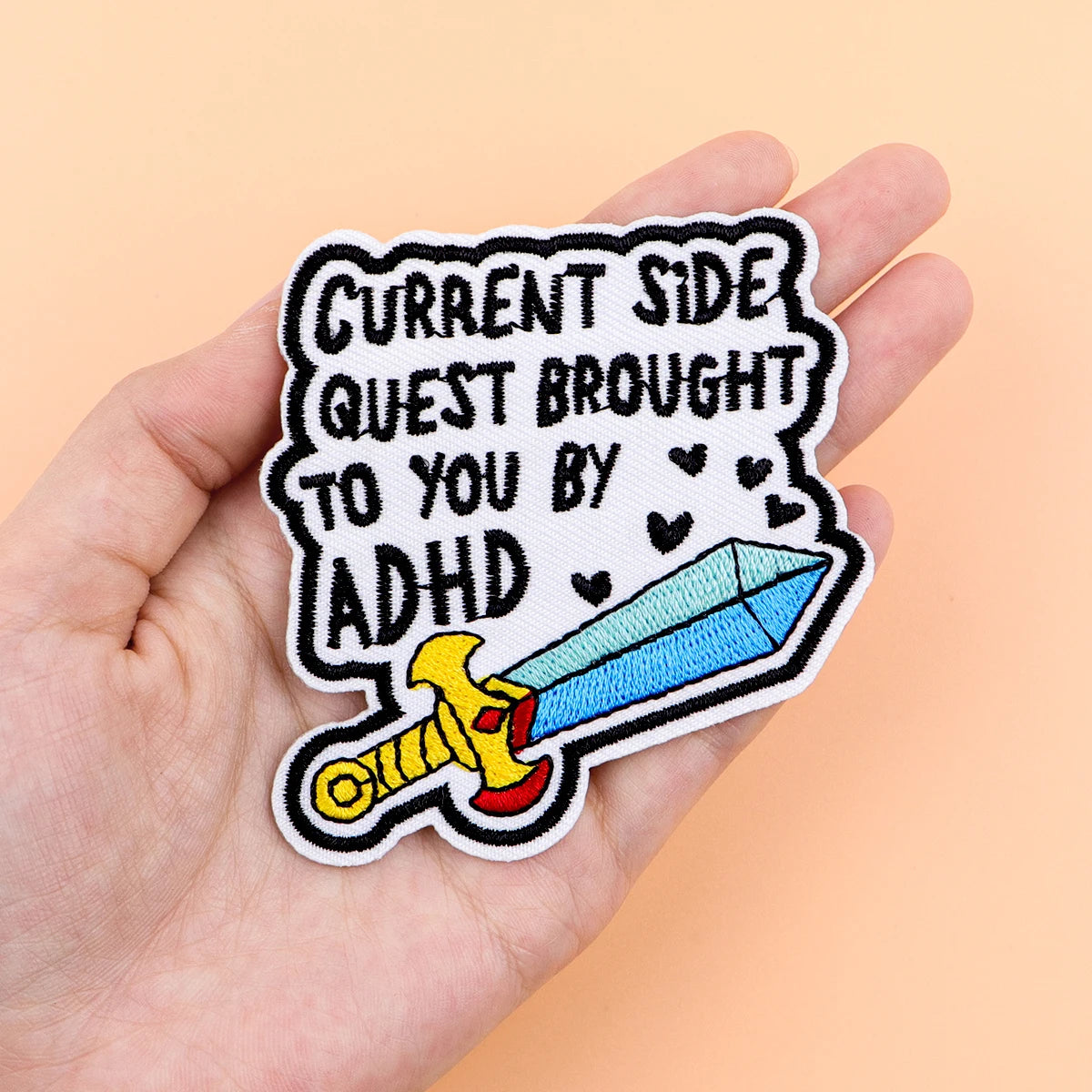 ADHD Quotes Iron On Patch Clothes Patch For Clothing Sword Embroidered Patch Garment Apparel Accessories Sewing Stickers