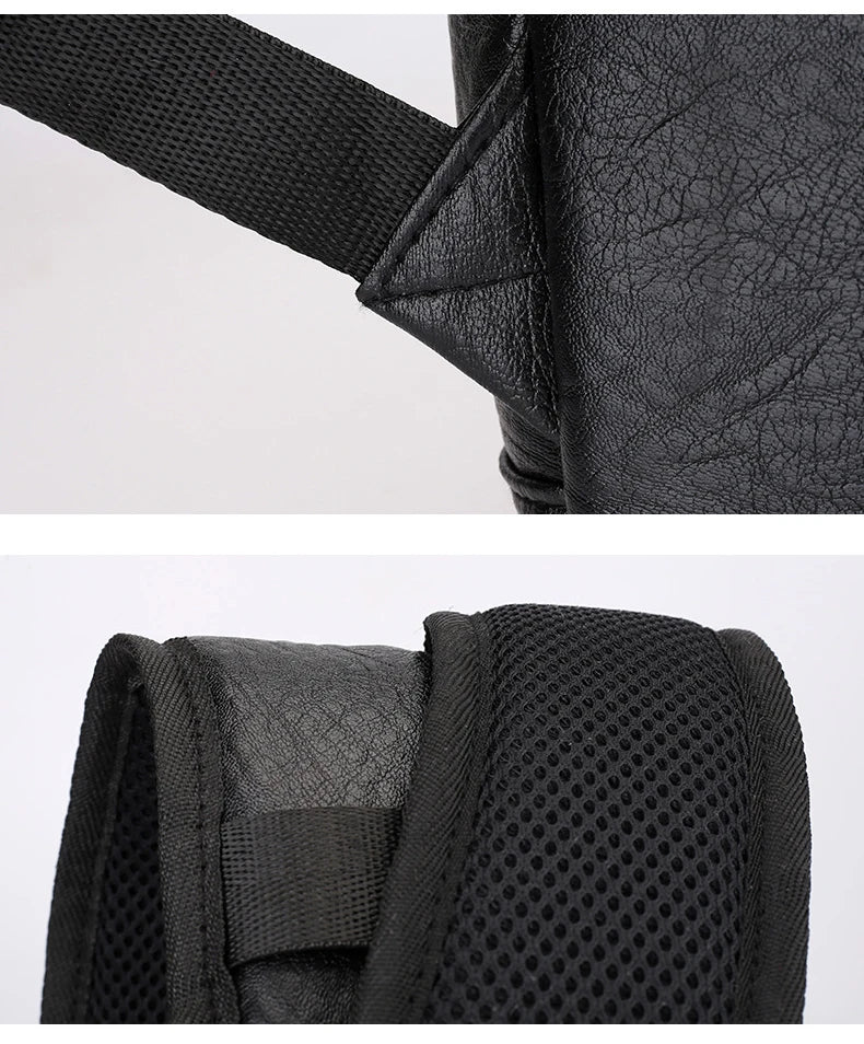 Black Vintage Laptop Leather Backpacks School Travel, Casual PU Leather Men Bags