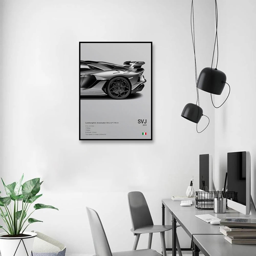 2020 Turbo S Print Famous Brand Cars Canva Wall Art Poster SVJ G80M3C Room Decor
