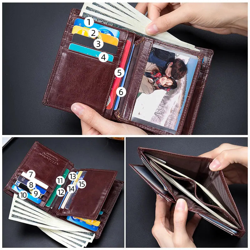 BULLCAPTAIN New Leather Men's Wallet Fashion Creative Pattern Wallet Small Mini Card Holder RFID Wallet Men 0204H