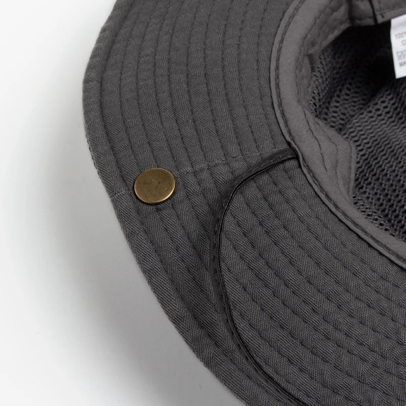 CNTANG Summer Outdoor Bucket Hat Men Cotton Jungle Fishing Hat  Hiking Travel Panama Cap Beach Sun Protector Caps For Men's