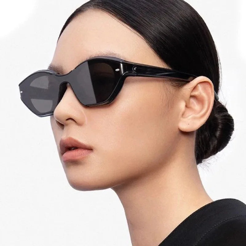 JNPCXI New Ins Popular Fashion Cat Eye Sunglasses Women Retro Jelly Colors Shades UV400 Trending Men Punk Rivets Sun Glasses