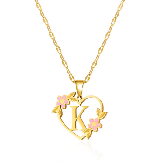 Stainless Steel Heart A-Z Initial Letter Pendant Necklace for Women Fashion Gold Color 26 Alphabet Necklace Party Jewelry Gifts