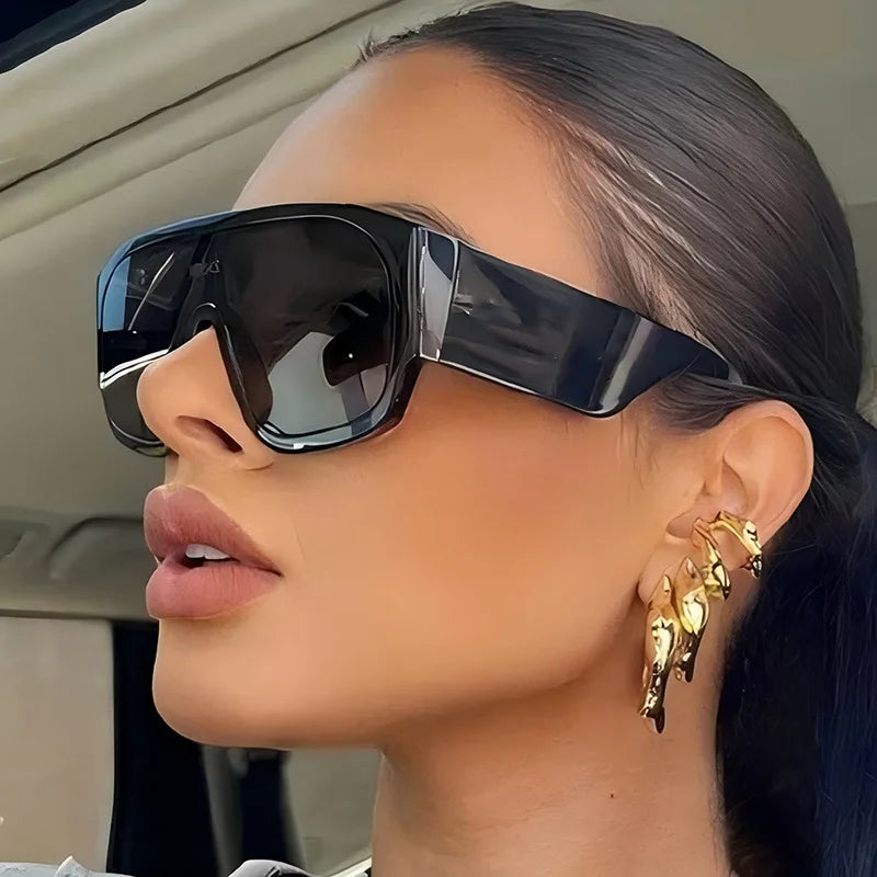 JNPCXI Retro Oversized Pilot Women Sunglasses Fashion One Piece Leopard Shades UV400 Men Punk Wide Legs Sun Glasses
