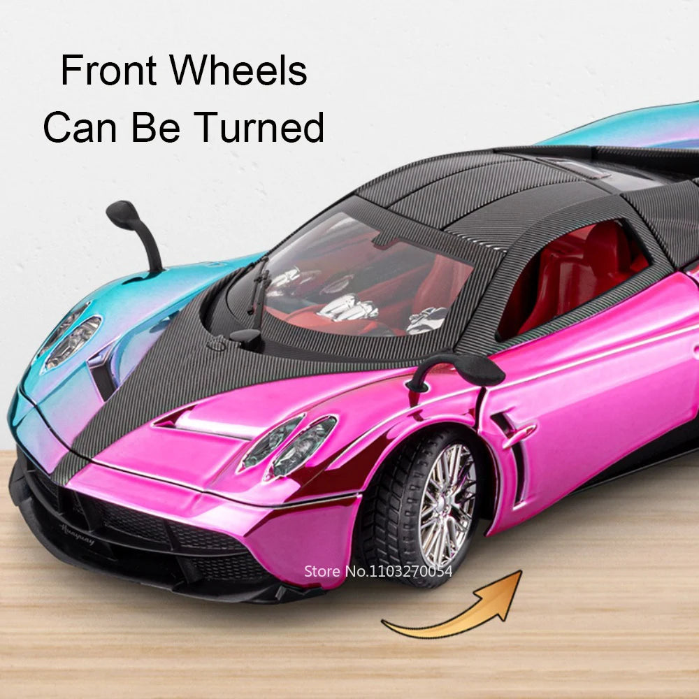 1:24 PAGANI Huayra Dinastia Vision GT Car Toy Diecast Alloy Model Doors Opened Sound Light Pull Back Sportcar for Boy Adult Gift