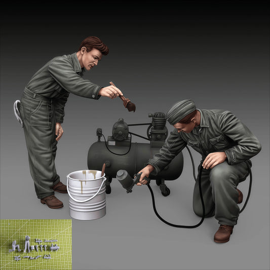 1/35 Resin Model Assembly and Maintenance Personnel 2 People Model GK Needs To Be Assembled Without Painting