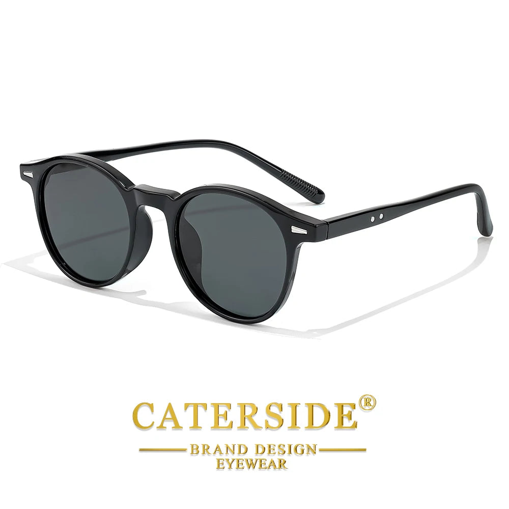 CATERSIDE Men's Fashion Polarized Sunglasses Round Frame Design TAC Lens Sun Glasses Women Outdoor Driving Travel Eyewear UV400