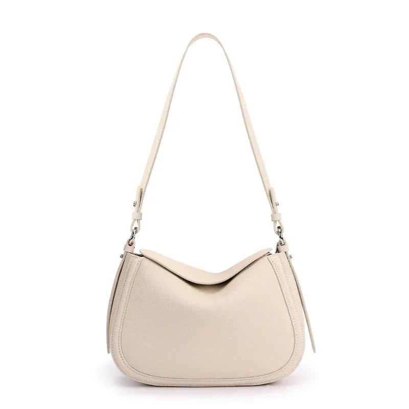 Genuine Cowhide Leather Flap Hobo Shoulder Bag for Women Pebbled Leather Casual Crossbody Bag Luxury Designer Underarm Bags