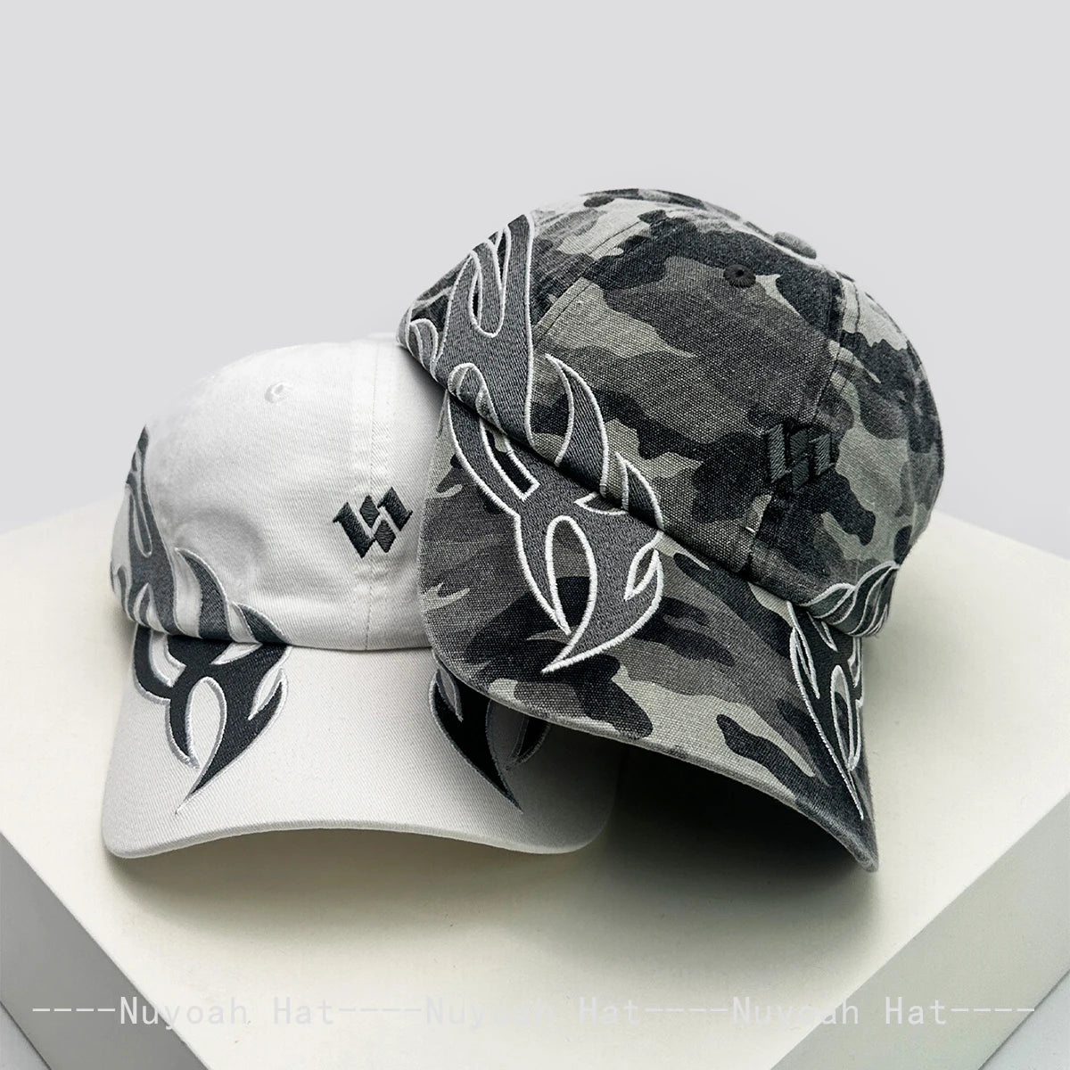 New Unisex Hip Hop Letter Flame Flag Baseball Hats Sunshade Personal Versatile Color Block Peaked Caps Niche Fashion Retro ins