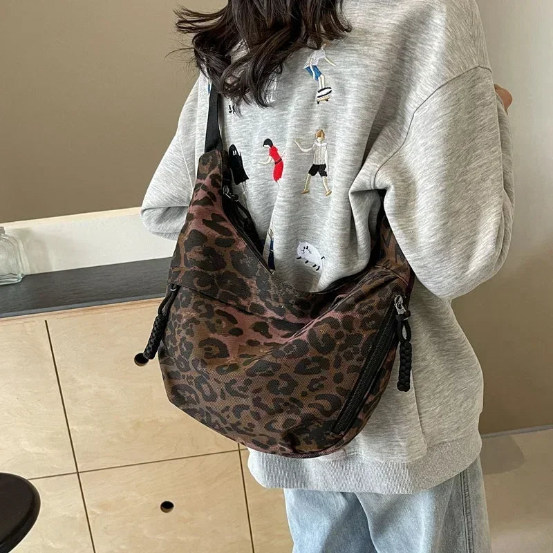Leopard Print Crossbody Bags for Women Corduroy Casual Shoulder Tote Bags Ladies Sac A Main Femme Designer Luxury Handbags 2026