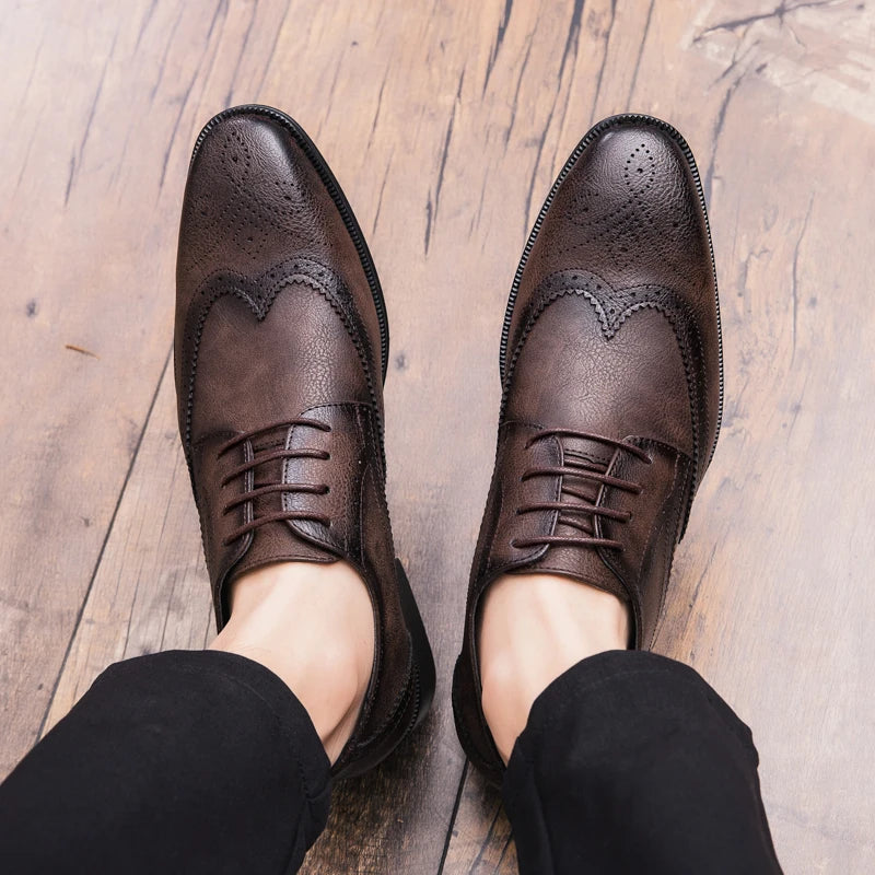 Men's Dress Shoes High Quality Oxford Leather Shoes Men Classic Casual Business Brogues Leahter Shoes Men Wedding Formal Shoes
